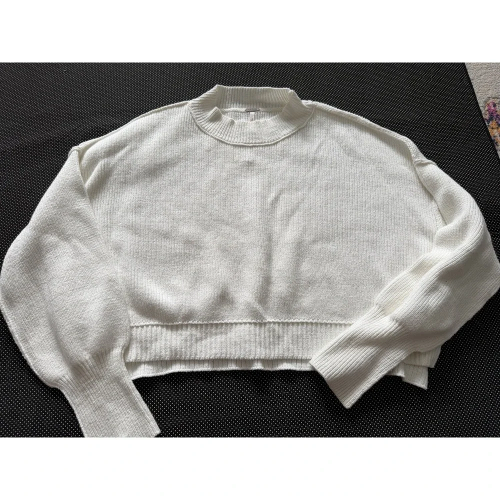 Free People Mock Neck Sweater Sz XS Dolman Festival Oversized Slouchy Rib Knit